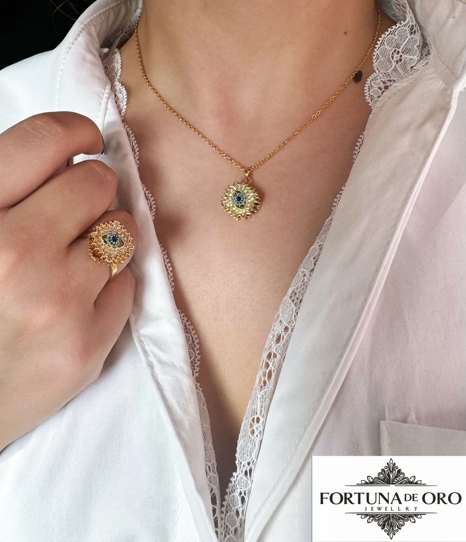 钛钢项链 新品复古欧美风女饰品套装法式气质时尚百搭简约金色