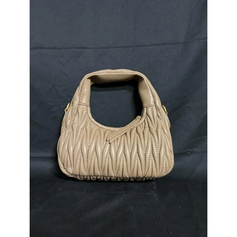 SMVP 高定奢品 潮流真皮新款女包褶皱小手提袋 10669 棕色褶皱