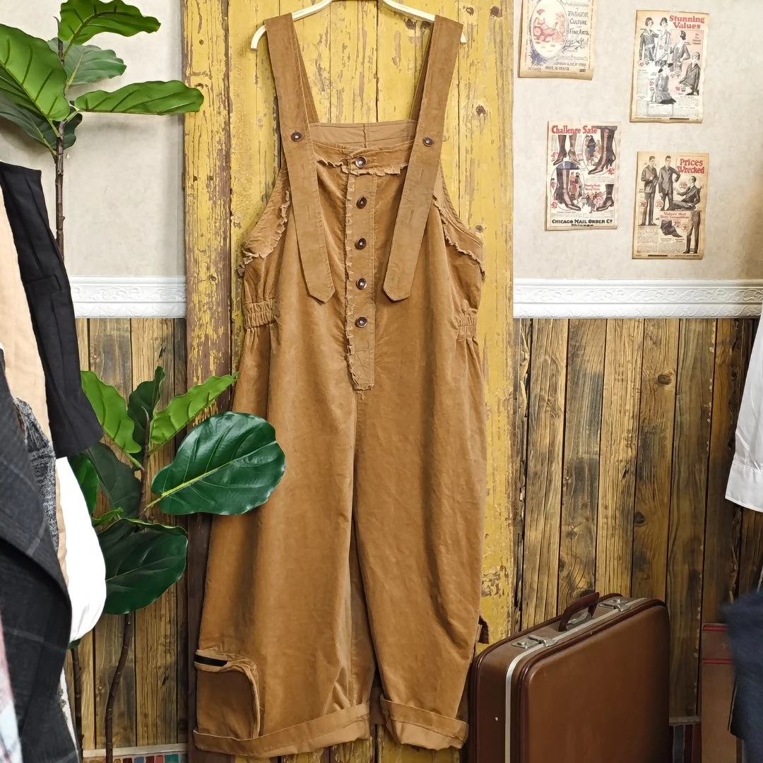 《半点复古》复古做旧背带裤宽松低裆