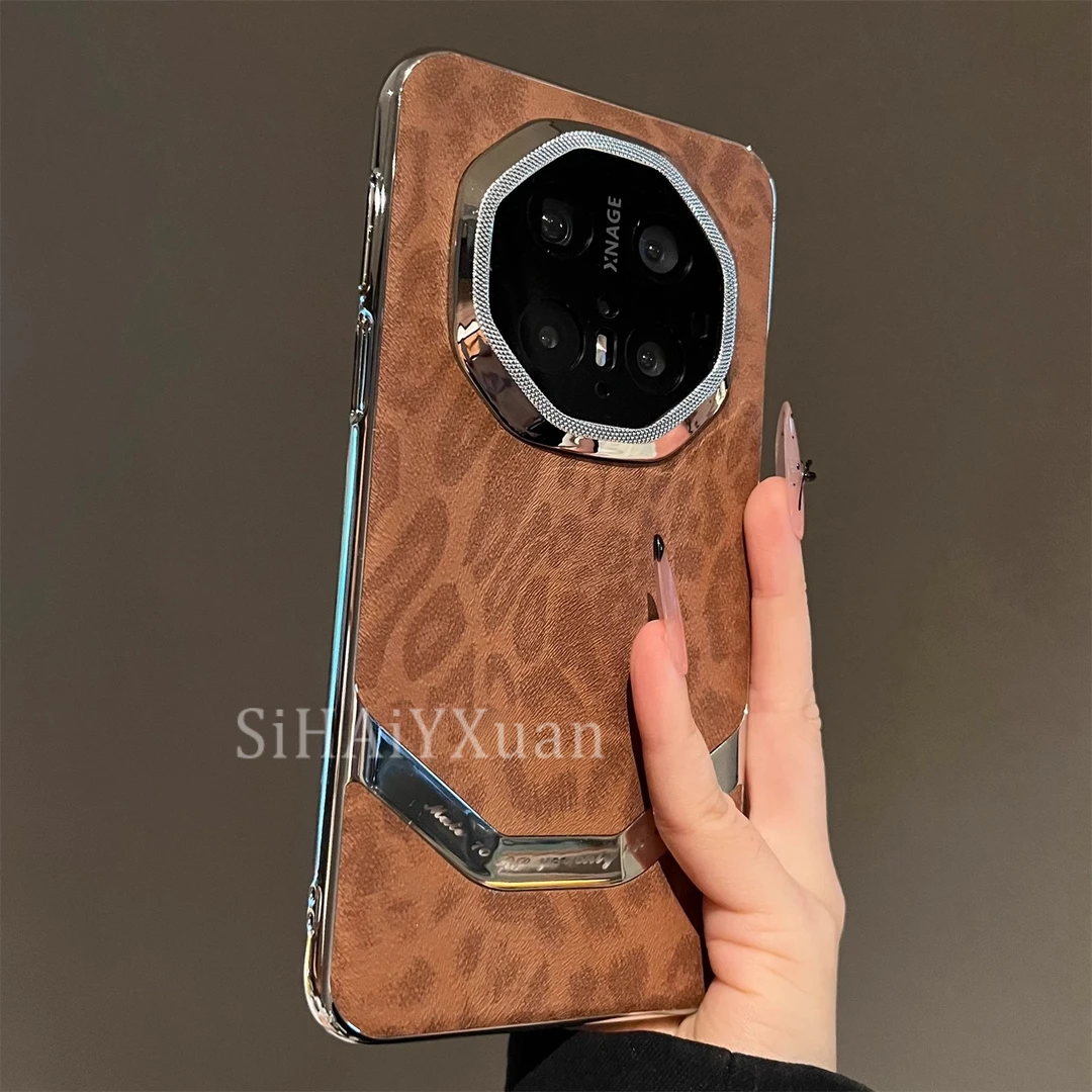ins风拼接豹纹适用华为mate70rs非凡大师手机壳高档小众60pro/70