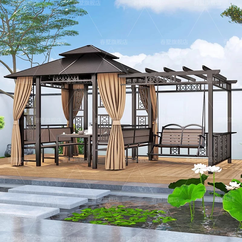 春墅户外庭院葡萄架加凉亭成品凉亭户外庭院农村凉亭户外遮阳棚