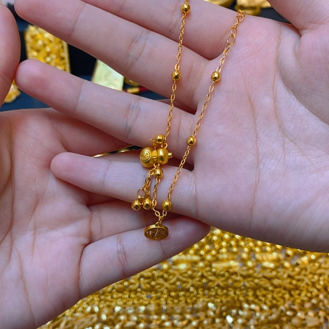 合金无葫芦光珠福牌脚链