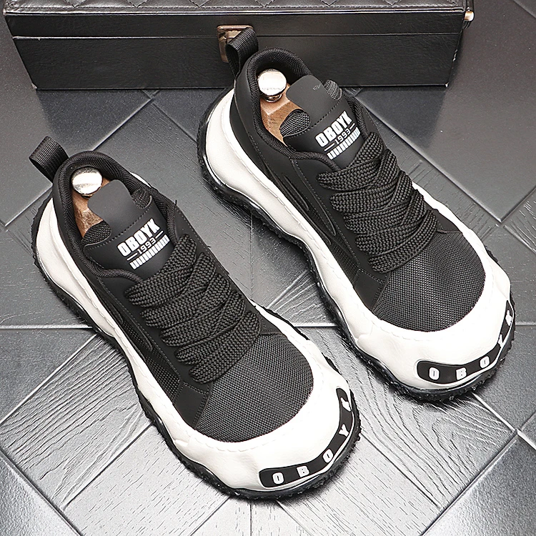 新款2025大头男士个性休闲鞋厚底波浪底韩版增高鞋子时尚百搭老爹