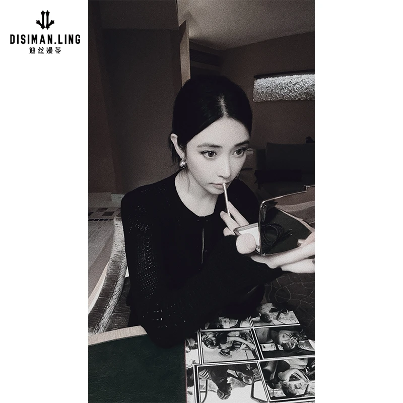 【迪丝嫚苓】黑色针织套装百搭时尚洋气秋冬显瘦原创设计款大众优雅