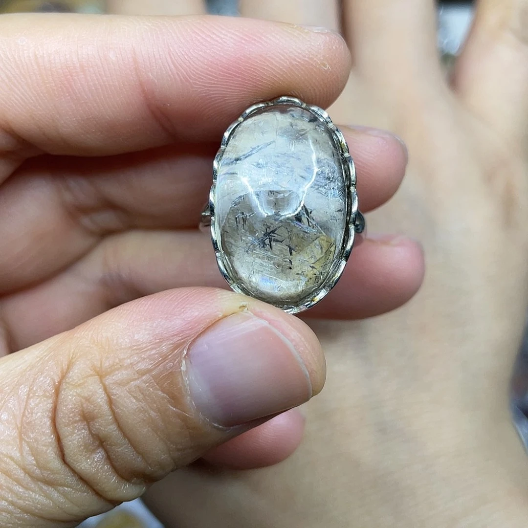 【闪购商品】银S925镶嵌珠宝半成品水晶戒指