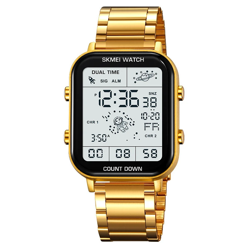 太空人方形手表男士户外休闲运动腕表日历夜光宇航员时尚学生男表