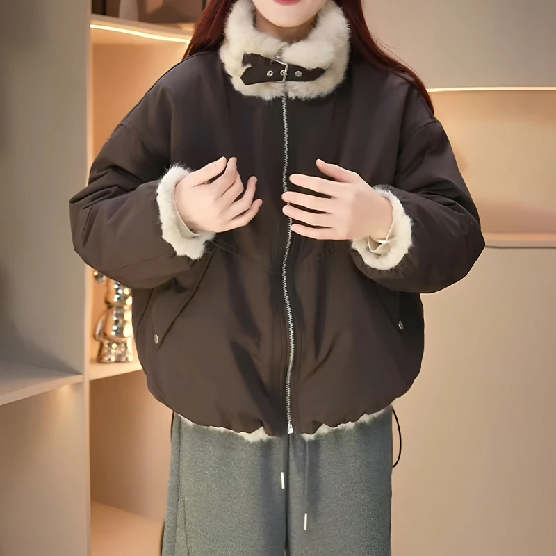 双面穿毛毛短外套女冬季新款宽松加厚保暖小个子设计感毛绒绒上衣