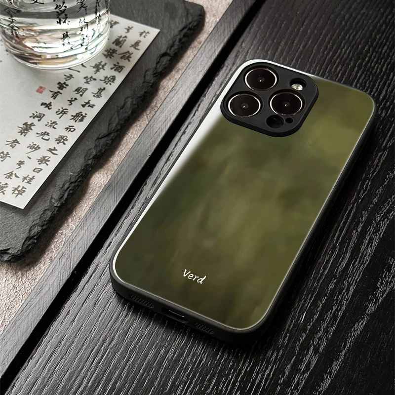 「苍苔满径」新中式苹果16promax手机壳玻璃iphone15高级感14保护套