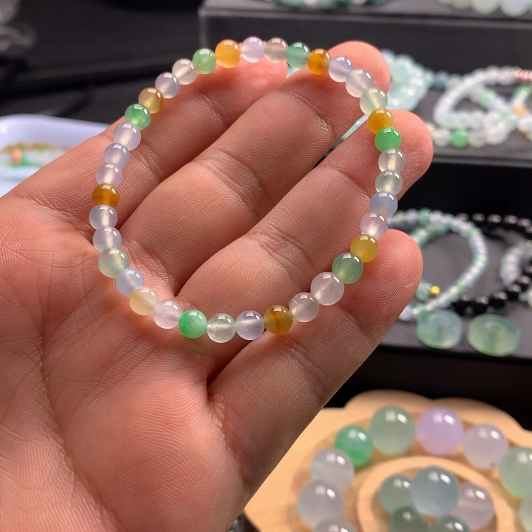 未镶嵌手链翡翠天然缅甸翡翠冰种多宝卡5加