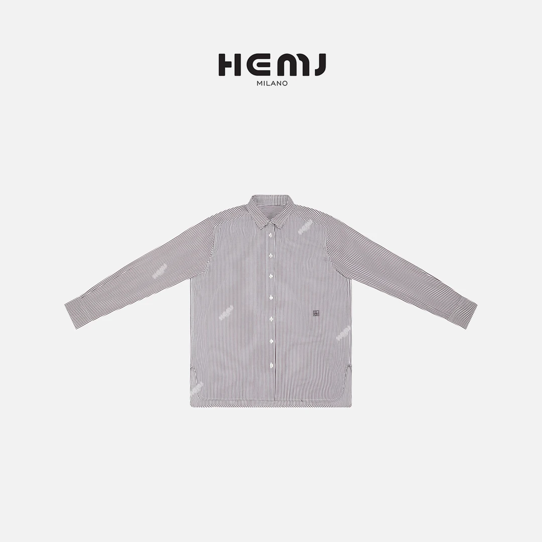 HEMJ 和梦洁时尚条纹衬衫港风小众长袖休闲叠穿衬衣 24C10112