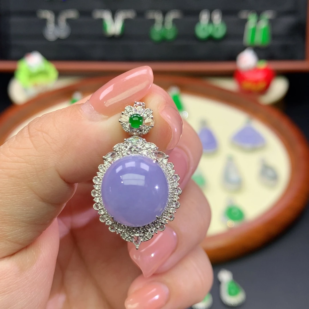 翡翠18K金镶嵌吊坠(不含链)