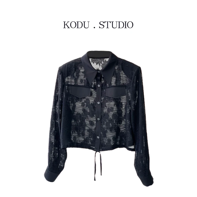 【刻度KODU】01-L9930时尚小众韩版印花减龄显瘦外搭衬衫