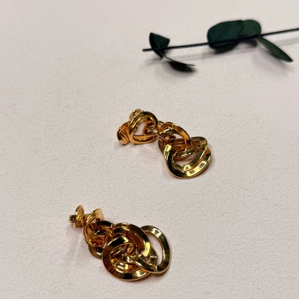 铜合金耳饰 【六六中古】孤品复古扫肩款耳夹ap7062
