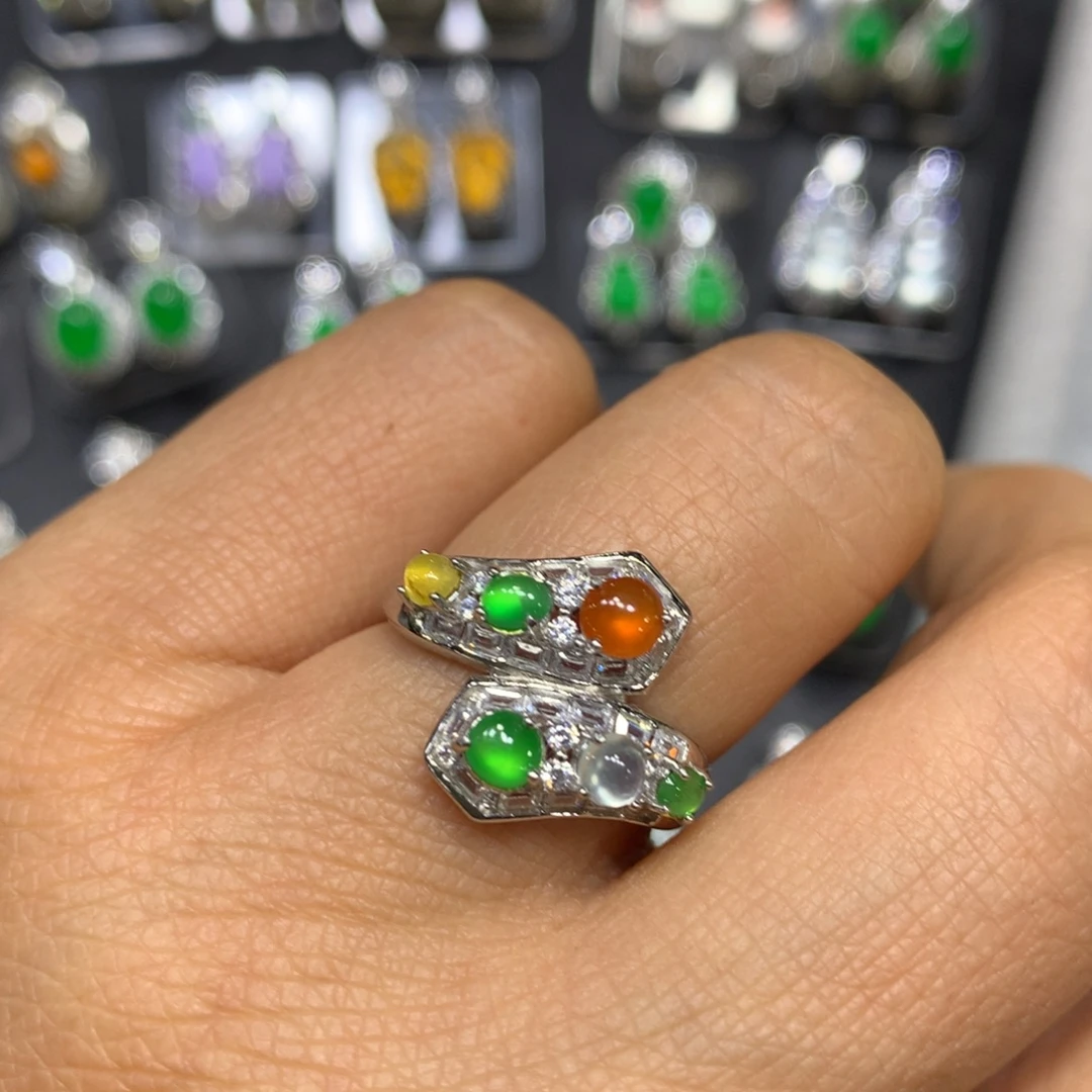 定制翡翠银S925镶嵌时尚买断不退