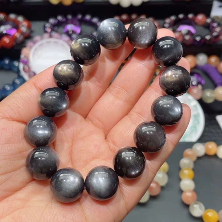 日光石手链未镶嵌黑骨干手链