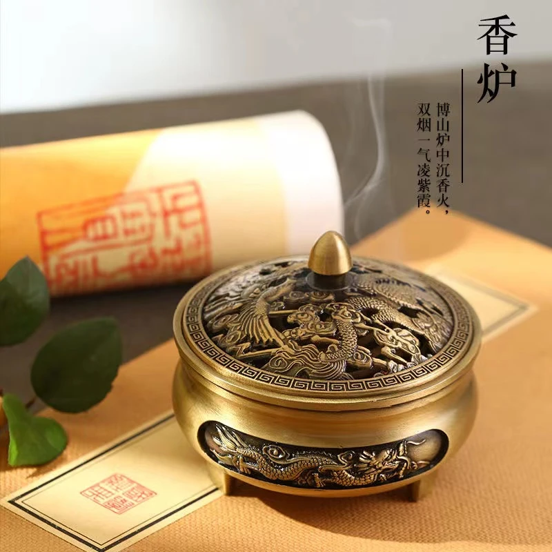 【龙凤呈祥宣德香炉】仿古铜香炉茶道禅意檀香沉香炉摆件