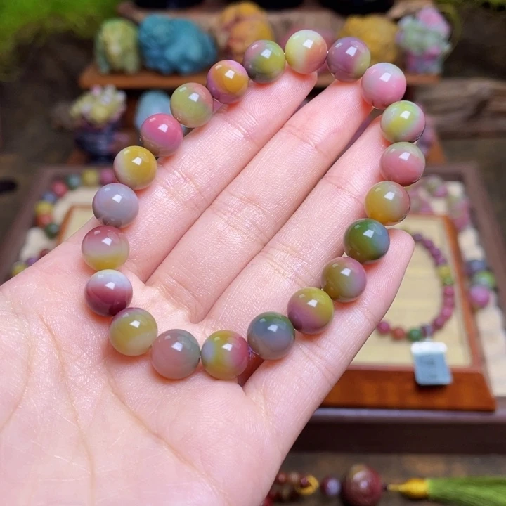 暖***暖玛瑙/玉髓未镶嵌手串盐源玛瑙炫彩手串