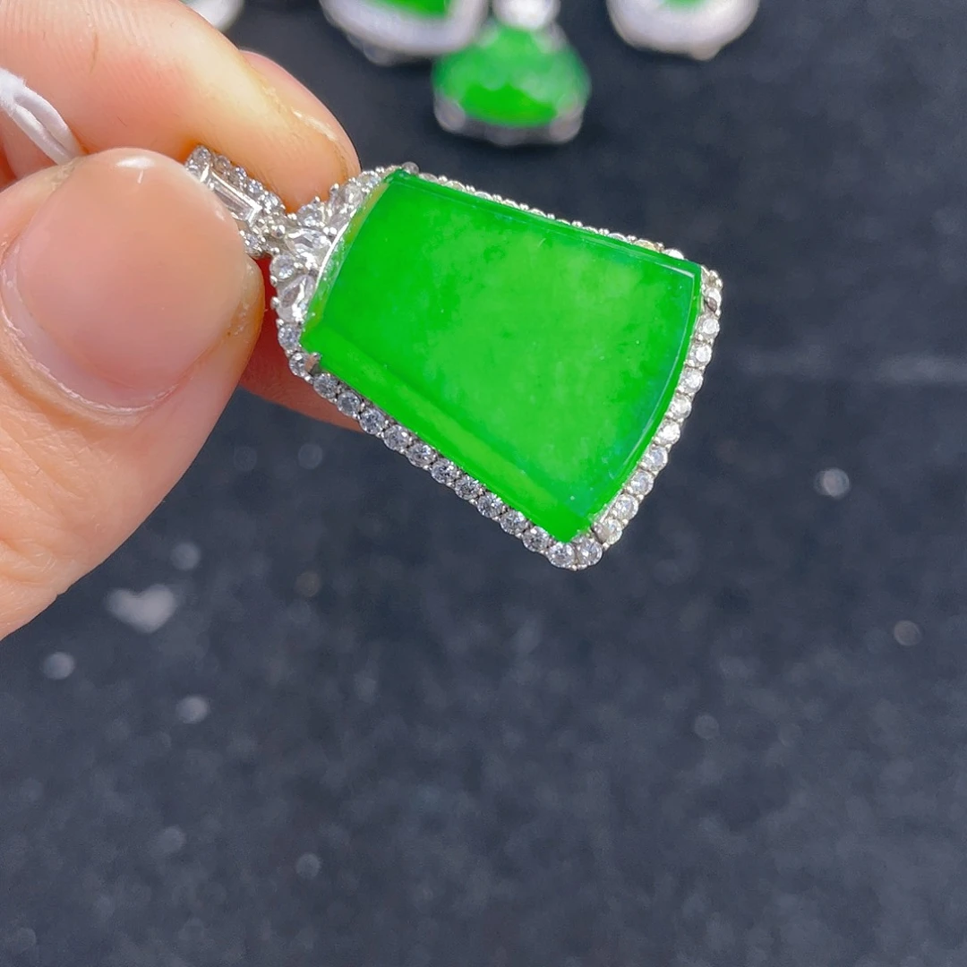 翡翠吊坠(不含链)银S925镶嵌