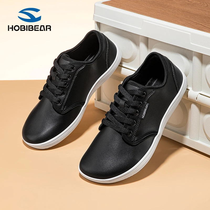 HOBIBEAR男鞋2026新款运动鞋休闲鞋耐脏宽头鞋革面健步鞋6968