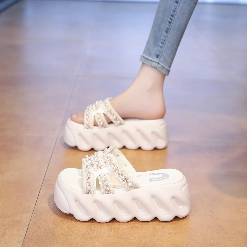 厚底拖鞋女士外出漂亮爆款2025新款百搭松糕凉拖鞋高级感高跟凉鞋