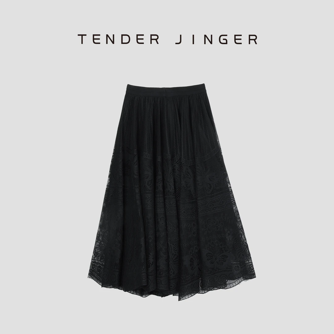 【专柜】2024夏女高腰网纱松紧腰半身裙T42LAN76163