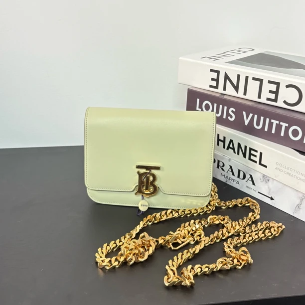 95新 BURBERRY/博柏利 薄荷绿链条斜挎包ds