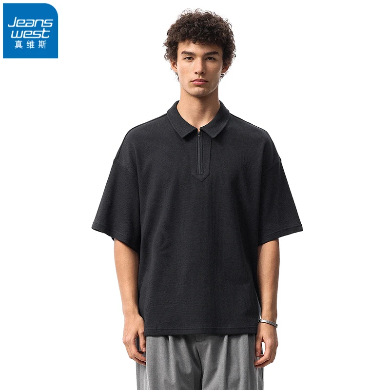 真维斯225克华夫格短袖polo衫男2025新款夏夏季华夫格polo衫