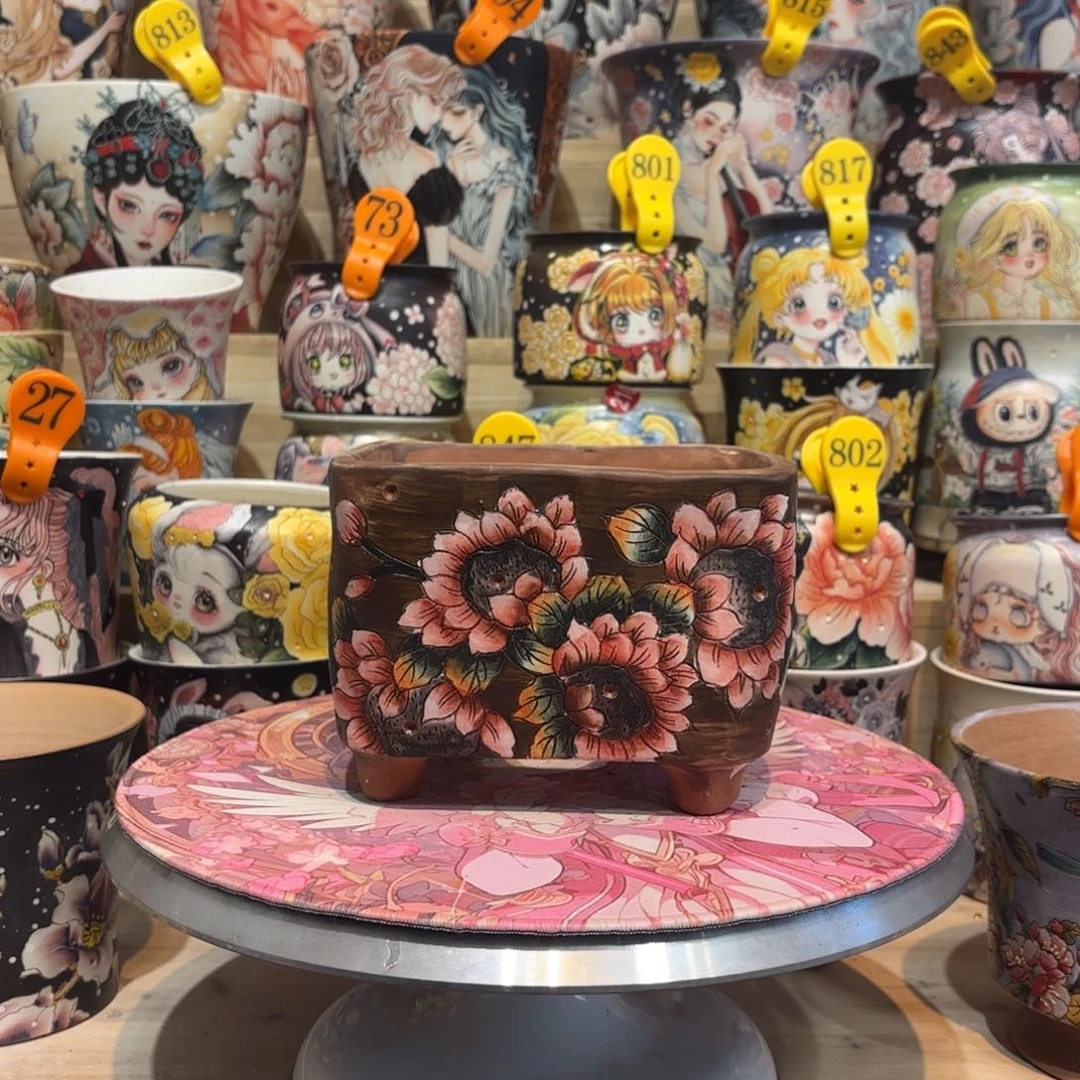 景德镇手绘花盆陶瓷14/11