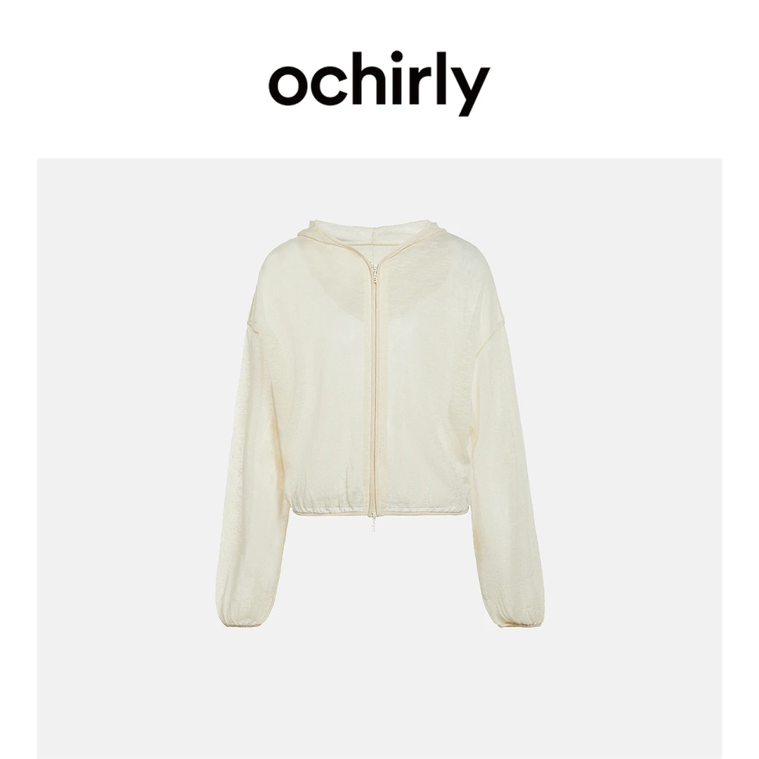 苎麻混纺针织外套女OCHIRLY欧时力新款春装凉爽轻薄流光风