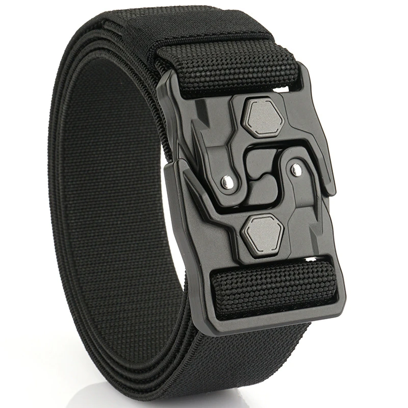 2026新款男士尼龙编织弹力休闲皮带快拆轨道男士战术户外腰带裤带