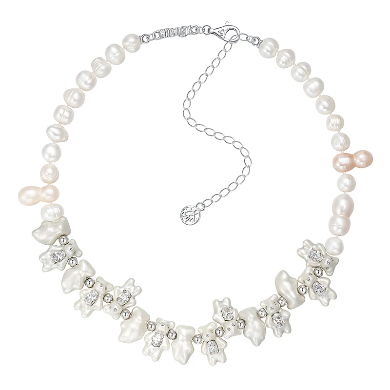 YVMIN/尤目 铜合金亚克力吊坠 迷你珠光小熊项链毛衣链