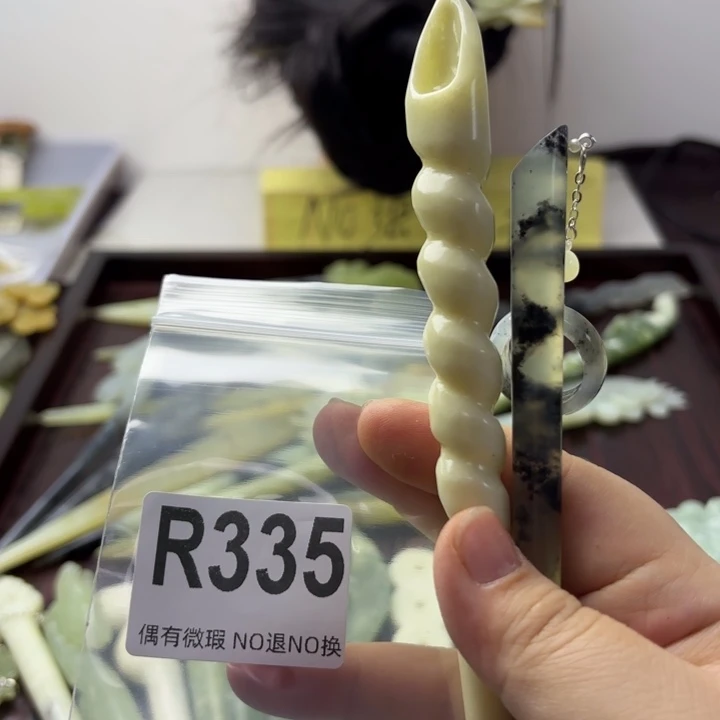 蛇纹石玉发饰合金欣*