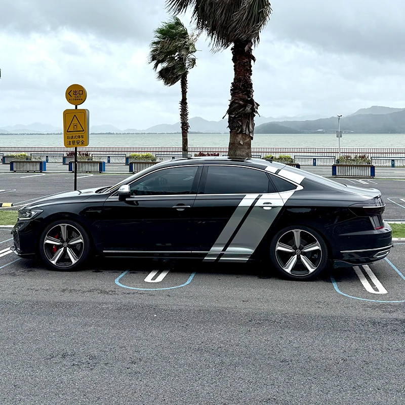 适用于大众帕萨特银色拉花迈腾速腾后叶子板车贴朗逸凌度装饰贴纸