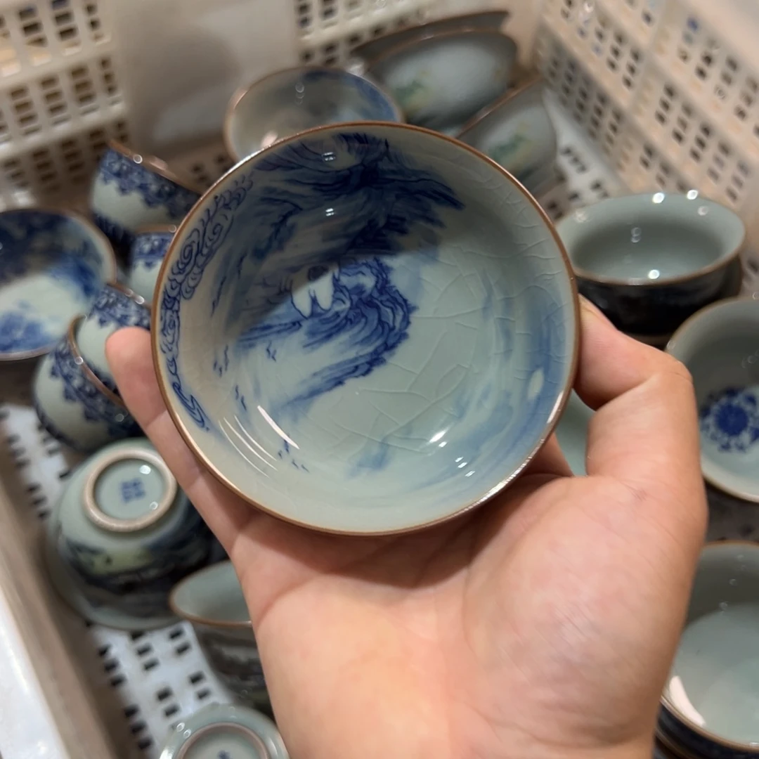 淘泥青花山水普洱杯全