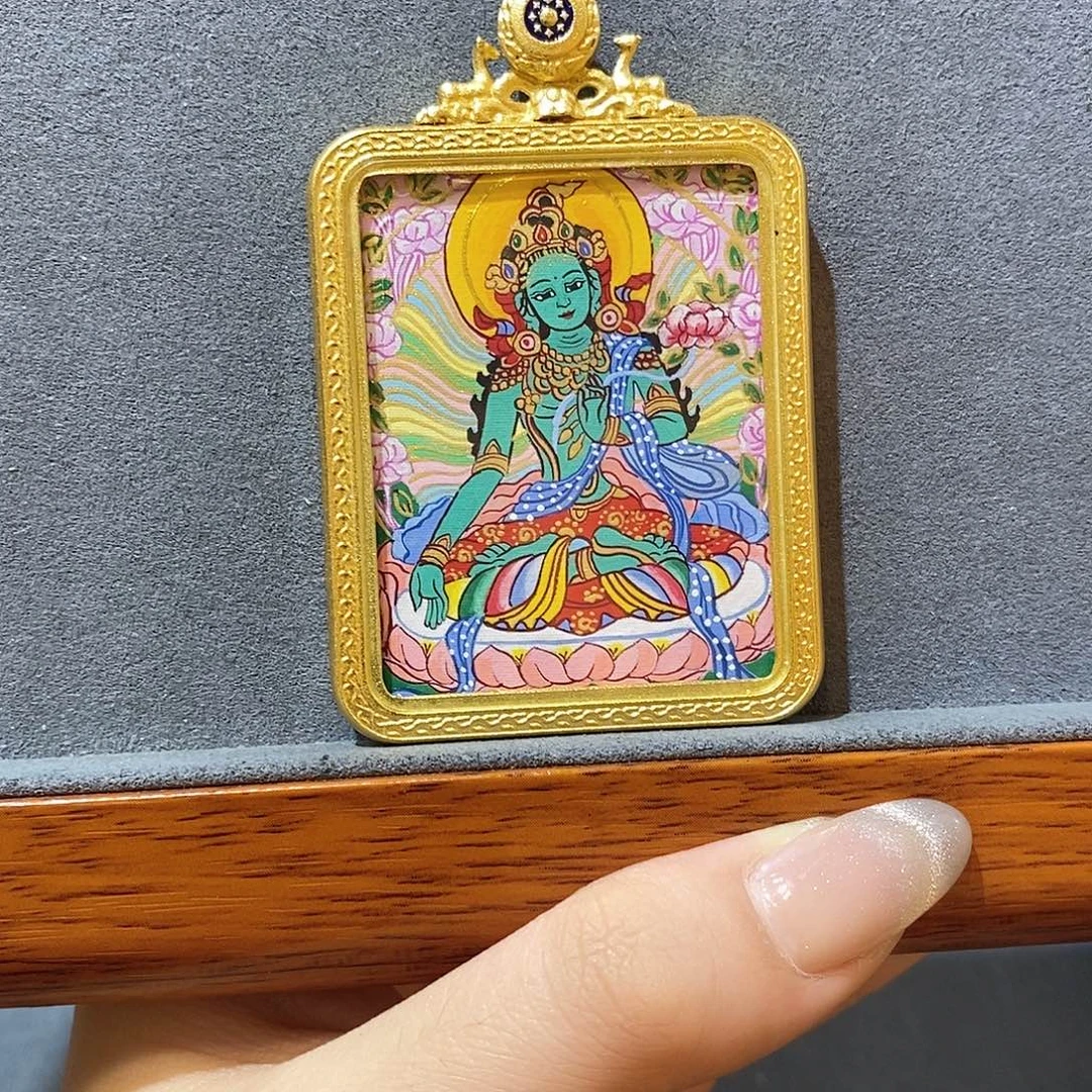 纯手绘 高卡 热贡 绿度母