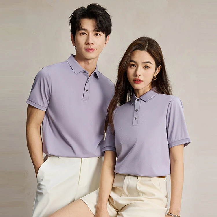 鄂尔多斯市高端运动半袖情侣夏季薄款商务翻领纯色冰感POLO衫