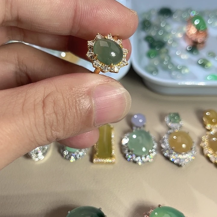 翡翠银S925镶嵌戒指