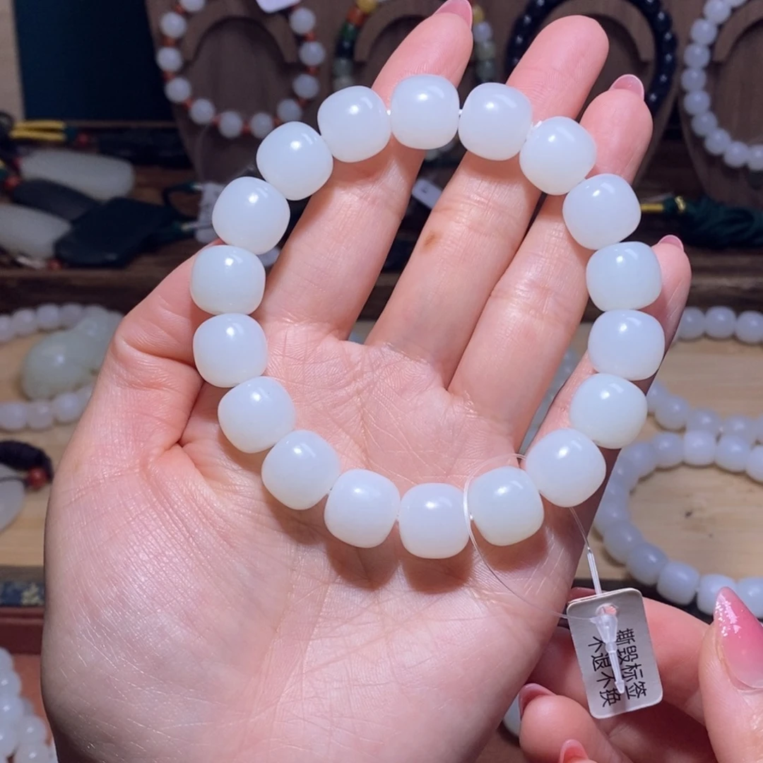 和田玉手串未镶嵌杰*?13