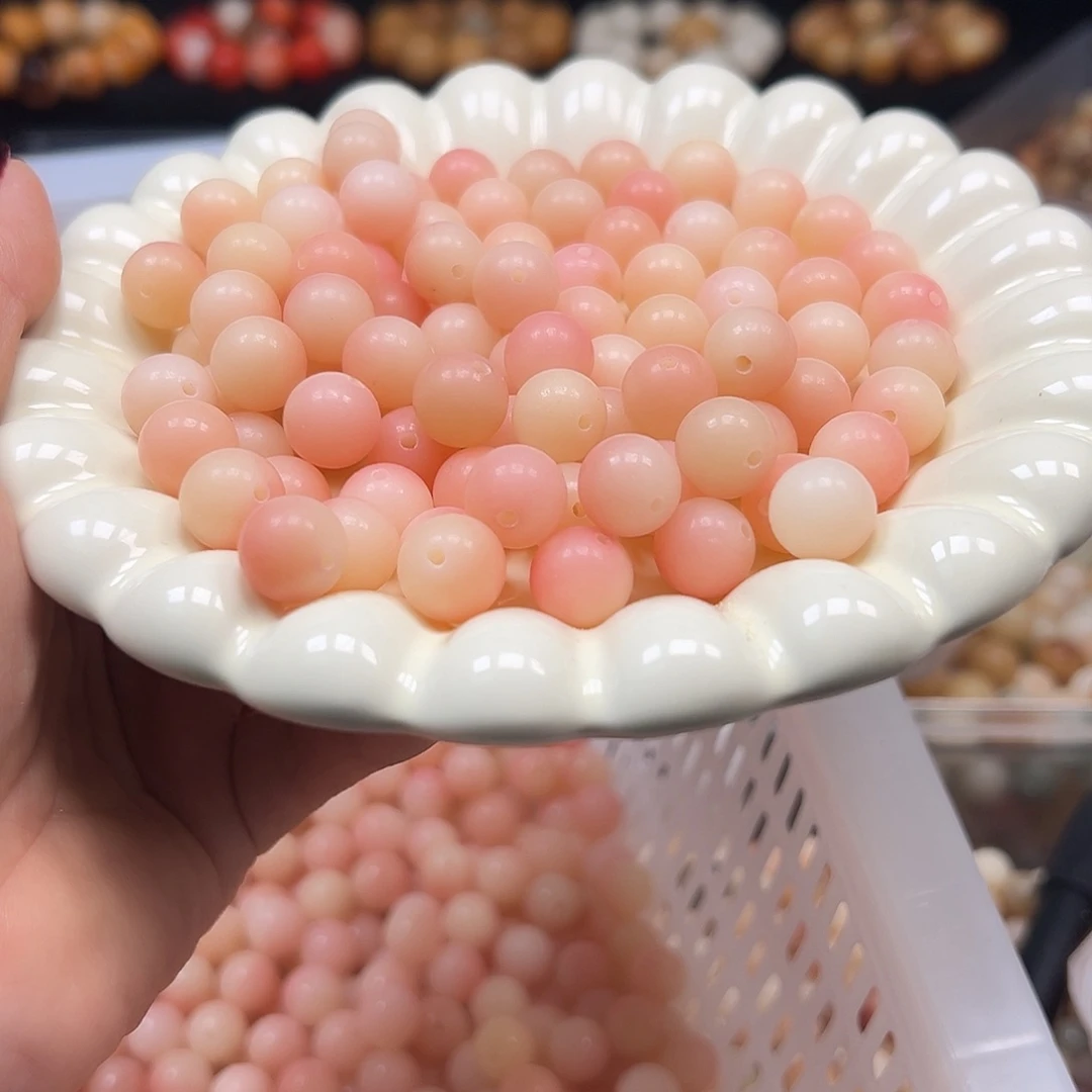 菩提根/象牙果手串卡12蜜桃粉圆120颗