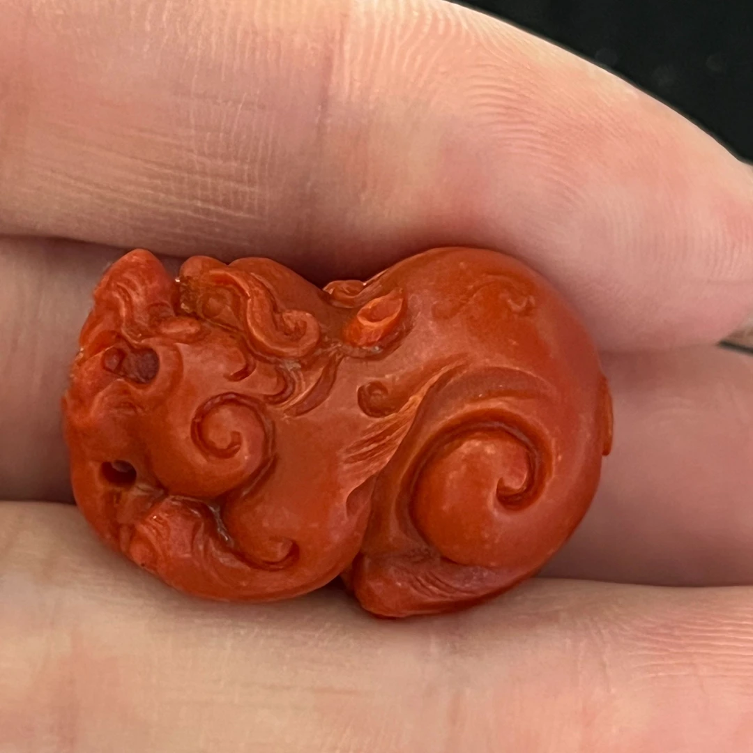 非金属珐琅吊坠 橙红色  貔貅 吊坠