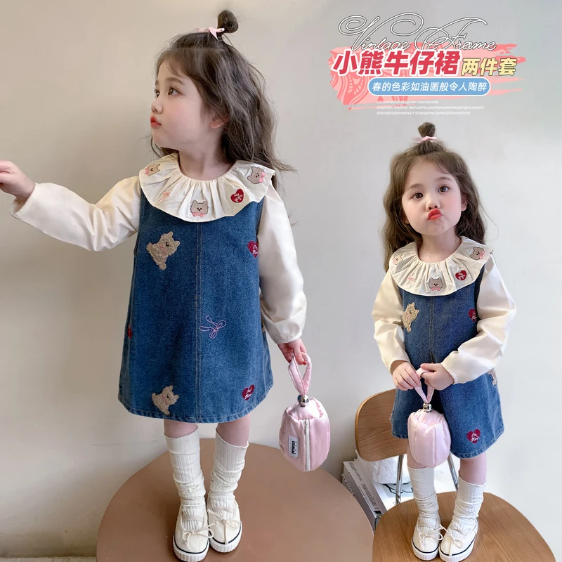 女童2025春装新款女宝宝碎花两件套小女孩娃娃衬衫牛仔裙套装儿童