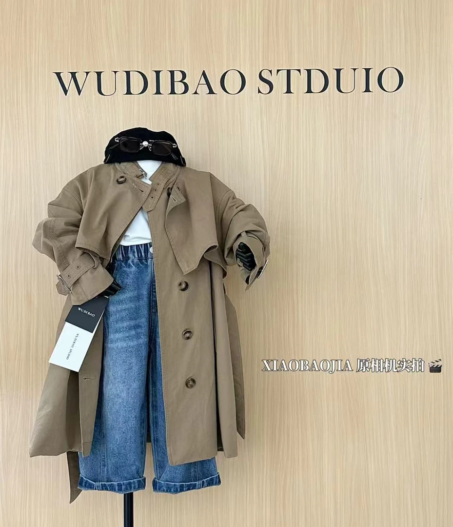 男童秋装新款风衣外套2025小宝家外套韩版时尚简约纯棉男女宝风衣