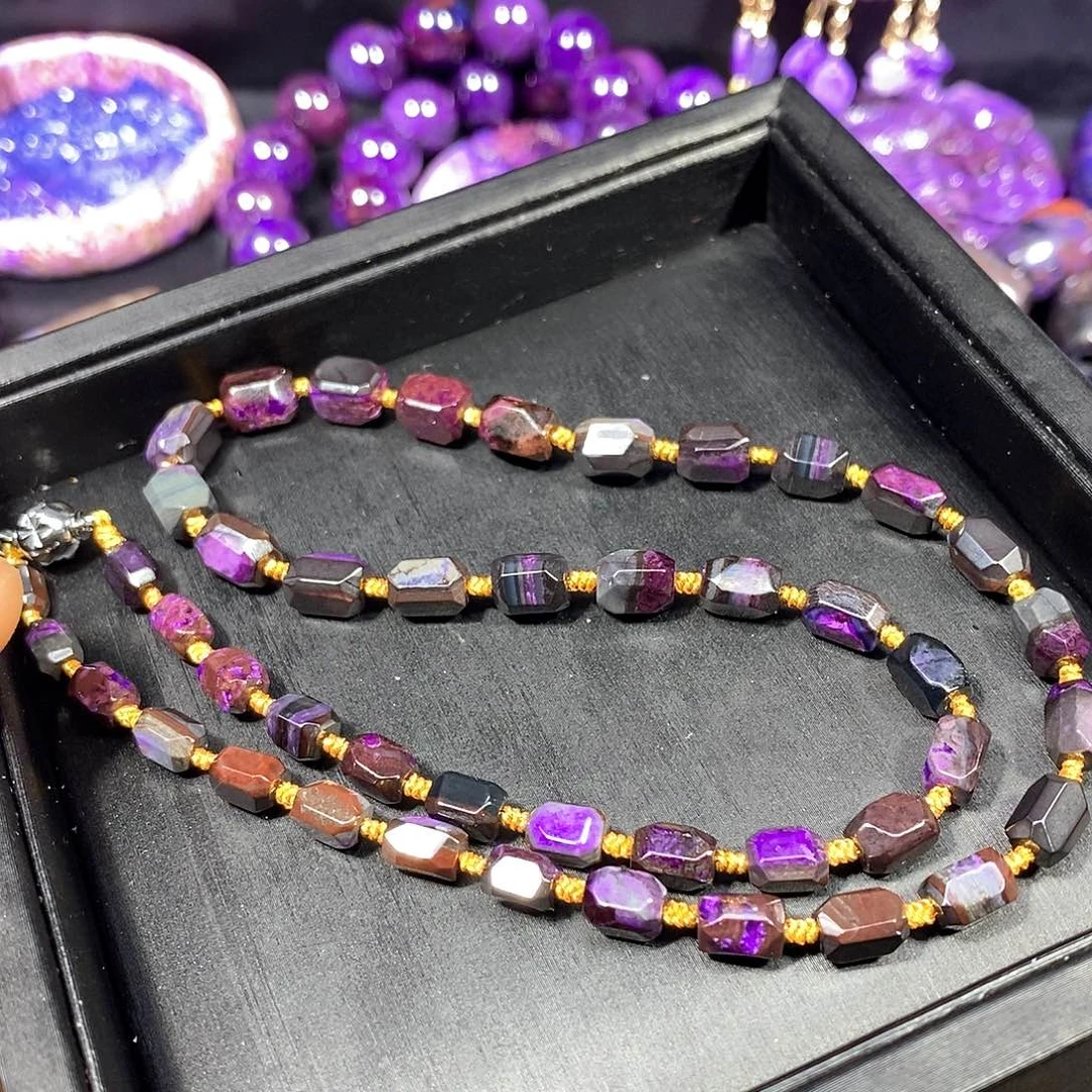 苏纪石（舒俱来）未镶嵌南非舒俱来钻切项链，放漏滴