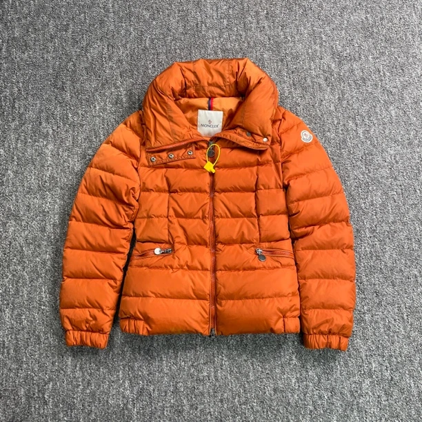 95新 MONCLER 7934/橙色logo贴饰收腰羽绒服外套/1码/95新