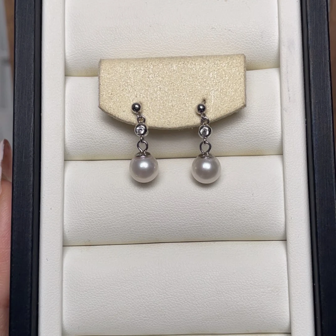 海水珍珠耳饰银S925镶嵌