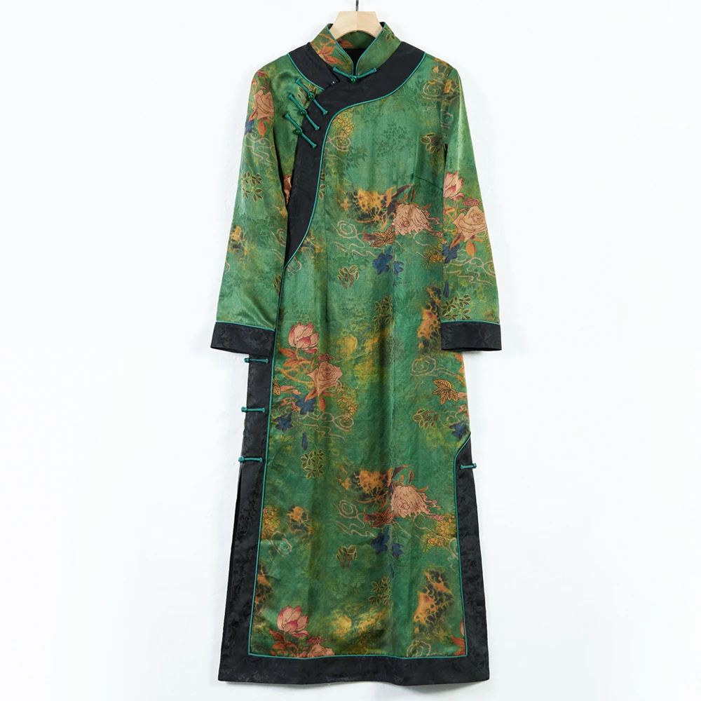 华族经典【轻吟思华】香云纱高端品牌旗袍新中式日常可穿长款