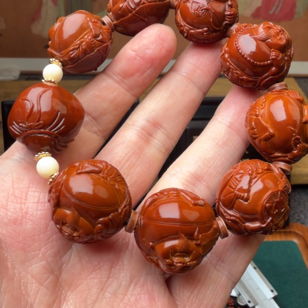 福***前文玩核桃吊坠荷叶横财