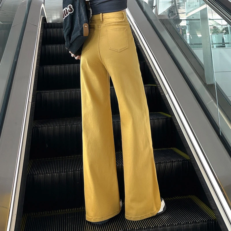 多巴胺柠檬黄色弯刀牛仔裤女2025春夏新款弯刀裤女款爆款2025新款