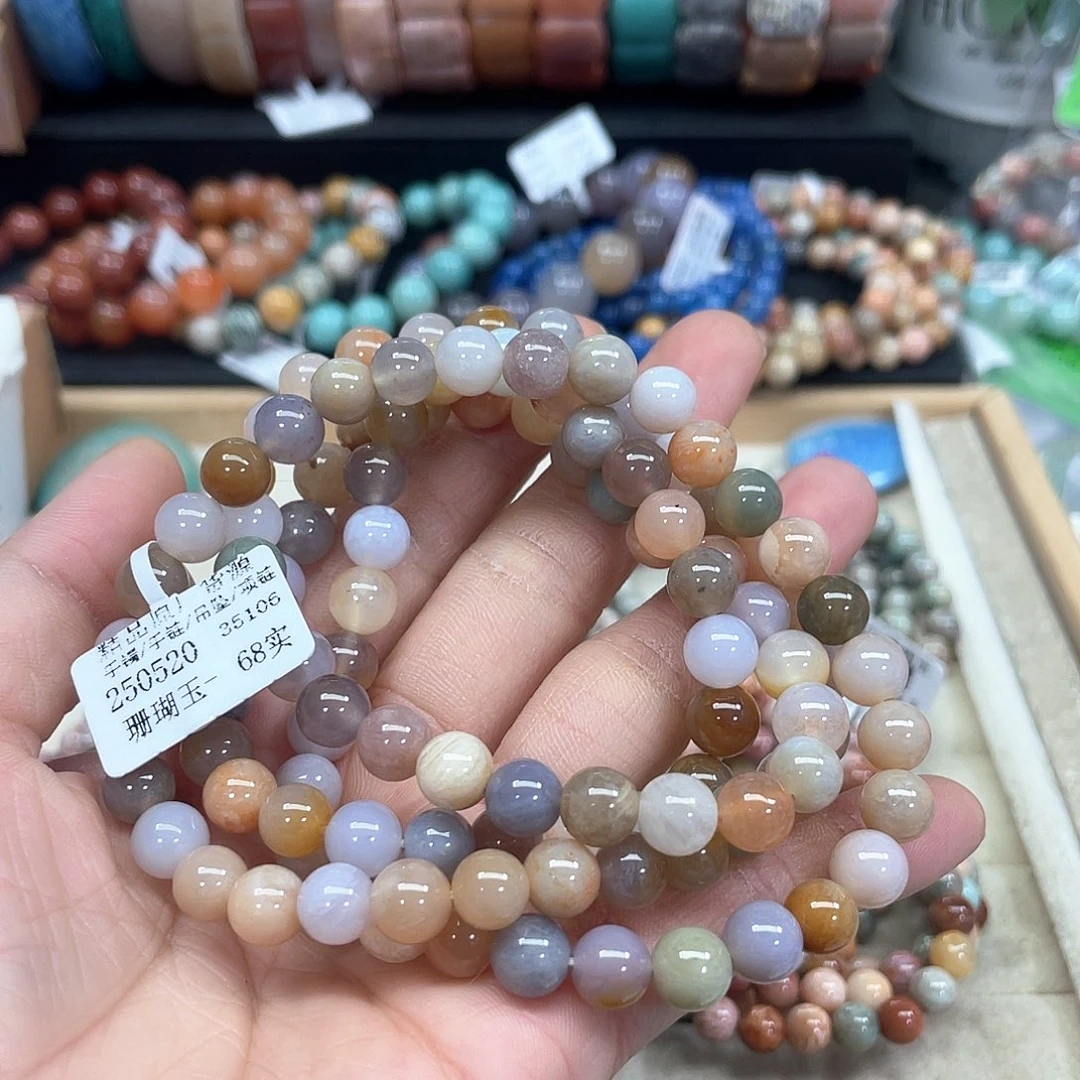 硅化珊瑚（珊瑚玉）手串未镶嵌空*855