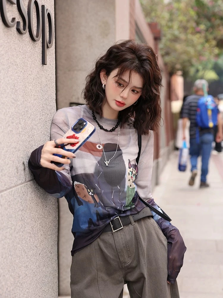 【新款】 新款 网纱上衣 时尚百搭 显白 年轻